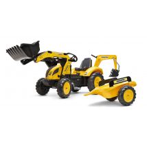 Tractopelle À Pédales Komatsu Avec Excavatrice Arrière Et Remorque - Jaune - Dès 3 Ans - 100% Fabriqué En France - Contient 50% De Plastique Recyclé -