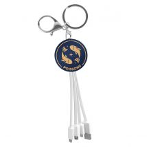 Yello Koko Câble Usb 3-en-1 Micro-usb / Usb-c / Lightning Design Porte-clés Poisson Blanc - Yello Koko