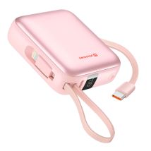 Swissten Batterie Externe 10000mah 22.5w Avec Câbles Usb / Lightning Et Écran Lcd Rose