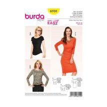 Patron Burda 6910 Tee-shirt Et Robe Du 34 Au 46 Taille N°fr 34-46