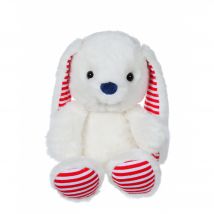Les Marinières - Lapin Blanc Rayures Rouges - 24 Cm - Gipsy Toys