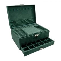 Grande Boîte À Bijoux Velours Vert Émeraude - Sloya