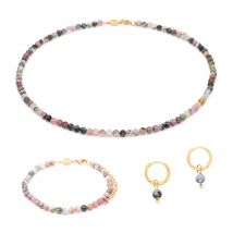 Collier, Bracelet Et Boucles D'Oreilles Serena En Pierres Tourmaline - Sloya