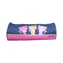 Trousse Scolaire Ronde Lili Lou 3 Chats Bleue Bagtrotter - Bagtrotter