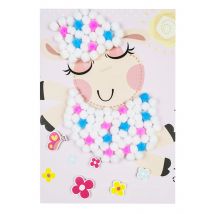 Activité Enfant Tableau En Pompons Mouton 15x21 Cm - Megacrea DIY
