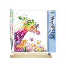 Peinture Par Numéro Figured'art - Girafe Colorée Moderne - Kit De Loisir Créatif Diy Numéro D'Art Complet - 40x50cm Toile Roulée + Châssis En Bois À