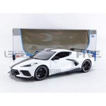 Voiture Miniature De Collection - Maisto 1/18 - Chevrolet Corvette Stingray - Blanc - 2020 - Maisto
