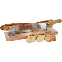 Trancheuse À Pain - Couteau + Support - Bois Et Acier - 25x5cm - Cuisine - Cook Concept