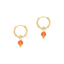 Boucles D'Oreilles Créoles Serena En Pierres Cornaline - SLOYA