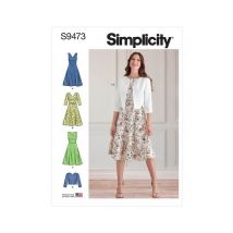 Patron Simplicity 9473 - Robes Et Veste Pour Jeunes Filles Taille N°fr 34-42