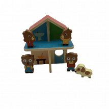 Mini Maison Et Ses Personnages En Bois