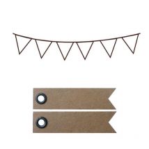 Tampon En Bois Fanions Simples 7,2 X 3,2 Cm + 20 Étiquettes Kraft Fanion - Youdoit