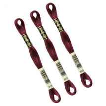 Lot De 3 Échevettes 8m Dmc Fil À Broder Mouliné 117 100% Coton Rouge Bordeaux 815 - Dmc