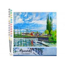 Peinture Par Numéro Figured'art - L ́ecluse À Pontoise - Camille Pissarro - Kit De Loisir Créatif Diy Numéro D'Art - 40x50cm Sans Châssis En Bois