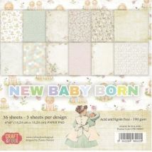 36 Papiers Imprimés Scrapbooking 15 X 15 Cm Craft & You New Baby Born - Craft and you design