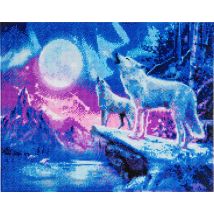 Crystal Art Kit Tableau Broderie Diamant 40x50cm Loups - Diamonds