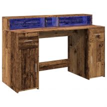 Bureau Table Poste De Travail Meuble D'Ordinateur Informatique Étude Avec Lumières Led