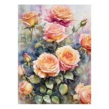 1 Feuille De Papier De Riz 21 X 29,7 Cm Ab Studio Rose Orange Fleur 5301 Scrapbooking