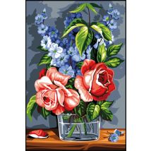 Canevas Antique De Rose Et De Bleu 30x40cm - SEG