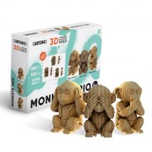 Cartonic Sculpture-puzzle 3d Carton - Trio De Singes
