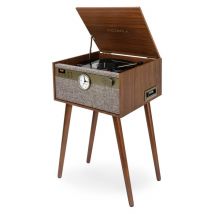 Platine Vinyle Victrola Sur Pieds Music Center 6 En 1 Century Avec Horloge Noyer