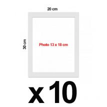 Lot De 10 Passe Partout Pour Cadre 20 X 30 Cm Ext - 13 X 18 Cm Int - Blanc - Aedes