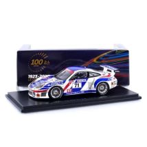 Voiture Miniature De Collection - Spark - Porsche 996 Gt3 R - Blanc / Bleu / Rouge - Spark