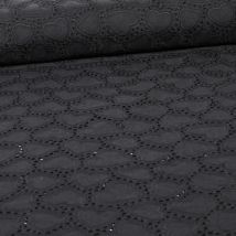 Tissu Broderie Anglaise Hearts Sur Fond Noir - Au Mètre - Craftine