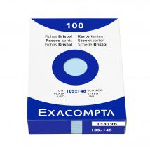 Étui De 100 Fiches - Bristol Uni Non Perforé 105x148mm - Bleu Ciel - Exacompta