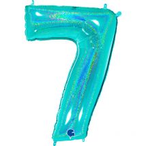 Ballon Géant Chiffre 7 Holographique Tiffany (102 Cm) - Grabo