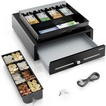 Tiroir Caisse Compatible Avec Caisse Enregistreuse Rj11, 41x42x12 - 8 Compartiments Monnaie & 4 À Billets, Insert Amovible- Acropaq - Acropaq