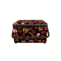 Boîte À Couture 18,5x26x16cm Bulles Fuchsia Fonds Noir - My mercerie