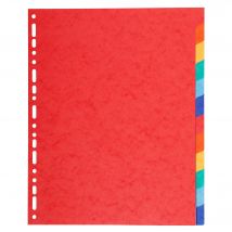 Intercalaires Carte 220g 12 Positions - A4 Maxi - Couleurs Assorties - X 25 - Exacompta