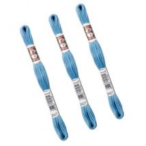 Lot De 3 Échevettes 10m Dmc Fil Retors Mat Canevas Tapisserie 100% Coton Bleu 2827 - Dmc