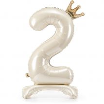 Ballon Aluminium Debout Chiffre 2 Crème Clair - 84 Cm - PartyDeco