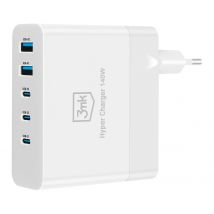 3mk Chargeur Secteur Gan 140w 3x Usb C Power Delivery 2x Usb Quick Charge Blanc