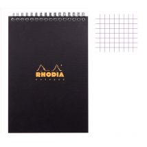 Bloc Notes - A4 - 21 X 29,7 Cm - Petits Carreaux - 80 Feuilles - Noir - Avec Spirale - Rhodia - Gamme Notepad