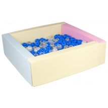 Piscine À Balles Carrée Avec 200 Balles -rose, Bleu, Jaune (pastel)/perle, Transparent, Bleu, Argent - Velinda
