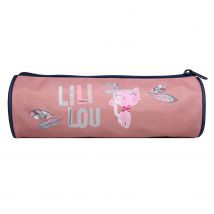 Trousse Scolaire Ronde Lili Lou Rose Plumes – Bagtrotter - Bagtrotter