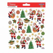 Stickers Pères Noël Traditionnels À Paillettes - Global Gift