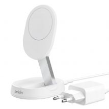 Belkin Chargeur Sans Fil Qi2 Boostcharge Pro 15w Avec Support De Charge Rétractable Blanc