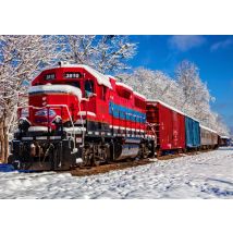 Puzzle 1500 Pièces - Red Train In The Snow - Bluebird Puzzle
