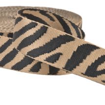 Bobine 14,5m Sangle Imprimé Animalier Zèbre 38mm Beige - MyMercerie