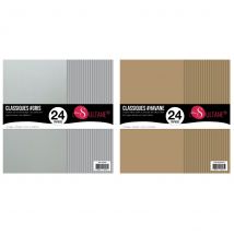 48 Papiers Scrapbooking Havane + Gris - 300g/ M² - Infocrea