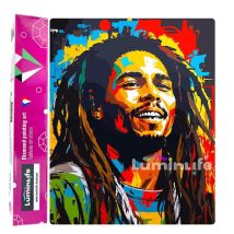 Diamond Painting Broderie Diamant Luminlife 40x50cm, 100% Strass, Diamants Ronds - Bob Marley - Luminlife