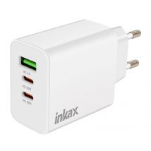 Inkax Chargeur 2x Usb-c Power Delivery 20w + Usb 18w Charge Rapide Compact Blanc