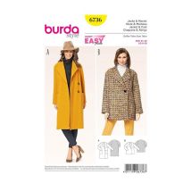 Patron Burda 6736 Veste Et Manteau Du 34 Au 46 Taille N°fr 34-46