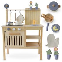 Cuisine Enfant Bois Mamabrum Pour Enfant +3ans Style Boho - Équipée D'Accessoires Jeux D'Imitation