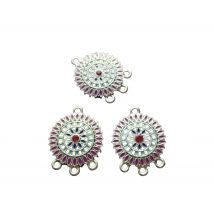 4 Chandeliers Ethniques 27*21mm - Argent Vieilli Et Émail Violet - - PAS DE MARQUE -