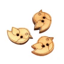 Lot De 6 Boutons En Bois 2cm X 1,8cm Oiseau - My mercerie